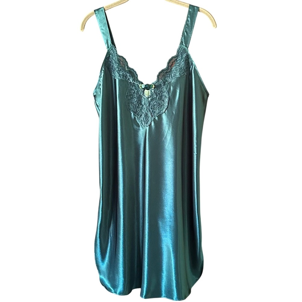 Expressions by California Dynasty Chemise Emerald Green 90s Vintage Nightie M